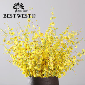 黄色跳舞兰仿真花束塑料花假花套装客厅桌面装饰干花室内摆件花艺